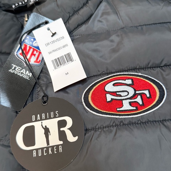 NFL Darius Rucker San Francisco 49ers Black Full Zip Packable Puffer Vest M New - Picture 4 of 11